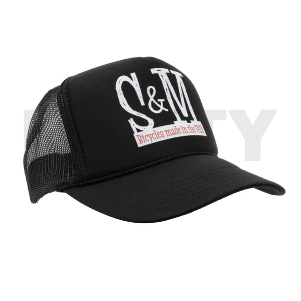 S&M Bikes Scratched Tall Trucker Hat / Black