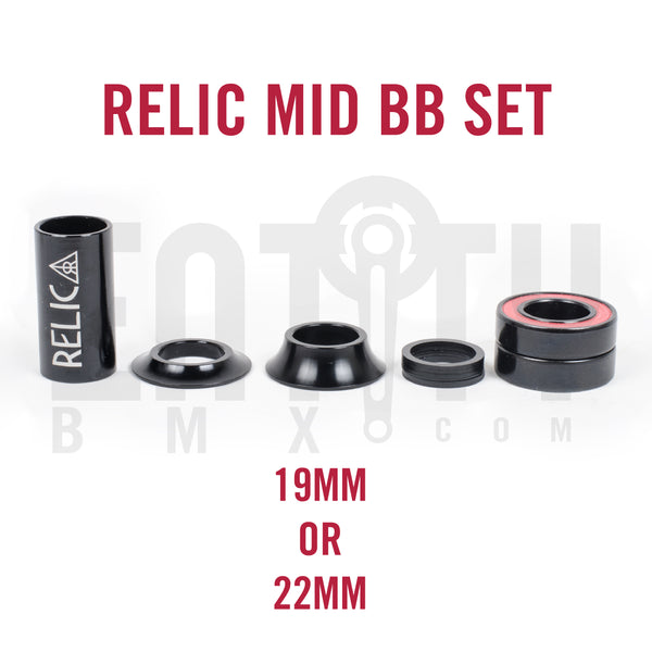 Relic BMX Mid Bottom Bracket BB Set / 19mm or 22mm / Black
